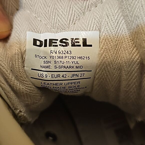 DIESEL S-Spaark Mid Leather Sneakers Ice size 9 - Picture 7 of 8